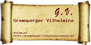 Gremsperger Vilhelmina névjegykártya